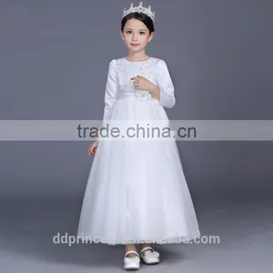 2017 Long Communion Dress Celebrity Dress White Evening Dress Long Sleeve thumbnail-3