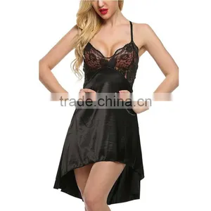 Yihao Factory Sexy Nighty Women in Nightgowns Silk Night Dress for Women thumbnail-2