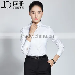 2017 Juqian New Design Spring Women Clothing Office Wear White Cotton Blouse thumbnail-3