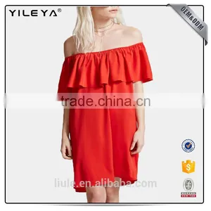 Fashion Dress 2016 Women Clothing Black Off Shoulder Ruffle Sheath Women Dress thumbnail-1