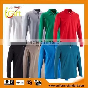 2015 High Quality Fashionable Man Golf Polo Long Sleeves Breathable Dry Fit Material thumbnail-1