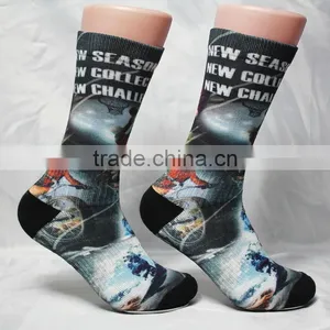 3d Digital Printed Custom Design Elite Basketball Crew Socks Terry Socks Factory thumbnail-1
