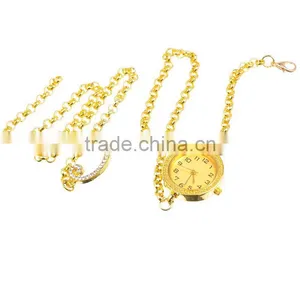 New Fashion Wrap Around Chain Bracelet Wrist Watch Round Golden Vine Findings Clear Rhinestone 60cm,1pc,Customize thumbnail-1