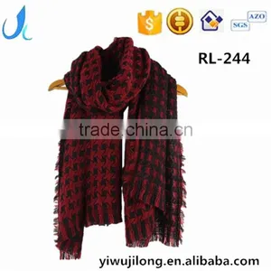 Women Soft Fringe Winter Plaid Cashmere Scarf thumbnail-1