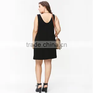 Summer Women Sleeveless Custom Plus Size Black Halter Dresses Ladies Loose Casual Midi Dress thumbnail-4