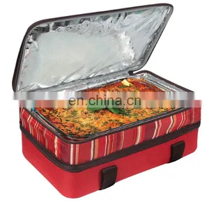 Red Foldable Polyester Universal Food Thermal Carrier thumbnail-1