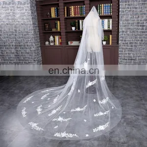HSP1705 One Layer Three Meters Real Image Tulle Bridal Wedding Veil Long Cathedral thumbnail-2