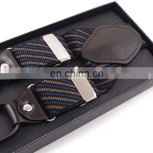 Yiwu Longkang Men's Real Leather 6 Clips Twill Design Printing Suspenders thumbnail-6