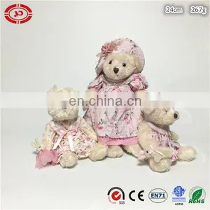 Beige Floral Dress Gift Plush Soft Stuffed Teddy Bear Toy thumbnail-1