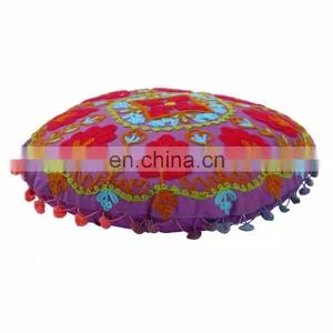 Suzani Embroidered Cotton Sofa Cover Boho Indian Decorative Cushion Cover Decor thumbnail-2