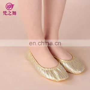 X-8053 Professional Gold Full Sequins Practice Soft Sole Belly Dance Shoes for Women thumbnail-2