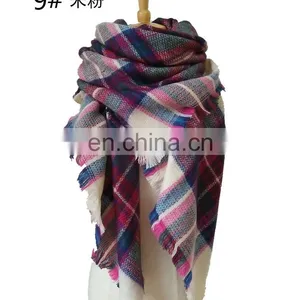 European Winter Cashmere Scarf Plaid Scarf Increase Double Colorful Square Scarf Shawl thumbnail-5