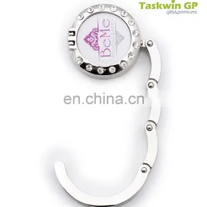 Custom Logo Roud Shape Fold Handbag Hook , Metal Bag Hanger for Table Edge thumbnail-1