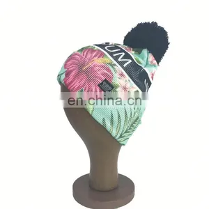 Navy Stitching Knitted Custom Acrylic Beanie With Logo Embroidery thumbnail-4