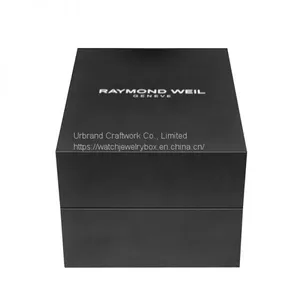 Luxury Custom Logo Black Small Mens Watch Gift Box Customized High Quality Black Matte Painting Wooden Single Watch Packaging Box thumbnail-3