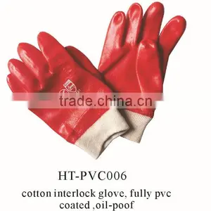 PVC Gloves Oil Proof Hand Working Glove Safety Gloves Labour Protection Red Color thumbnail-1