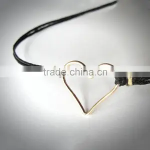 Pure Handmade Braid Wax Cord Bracelet Brass Angel Wings Metal Charm Bracelet thumbnail-3
