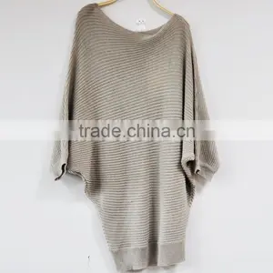 Wide Neck Quartz Fiber Women Knitting Patterns Bat Sleeve Sweater thumbnail-1