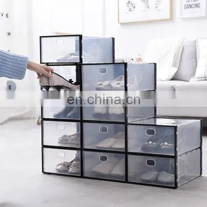 12 Pack Amazon Hot Sale Clear Transparent Plastic Shoe Box Drop Front Sneaker Box Shoe Container Stackable Magnetic Display thumbnail-4