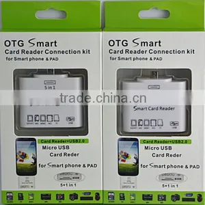 5 in 1 OTG Smart Micro USB SD Card Reader for Samsung Galaxy Note/Smart Phone ,smart Card Reader Writer for HTC thumbnail-1