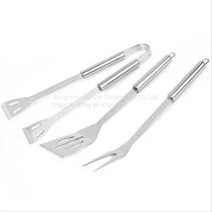 Hot Sale 3pcs Stainless Steel Barbecue Grill Tools Set Cooking Utensil Outdoor Camping BBQ Tools Set thumbnail-1