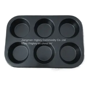 Carbon Steel Oven Bakeware Non Stick 6 Cup Round Cake Mould Cupcake Tin Muffin Mold Tray Baking Pan thumbnail-1