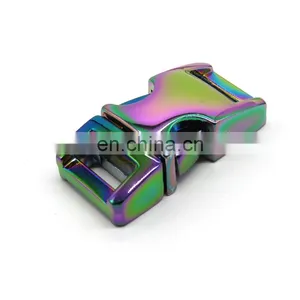 Custom Logo Metal Dog Collar Buckle Rainbow Color 3/4inch Curved Metal Quick Release Buckle thumbnail-4