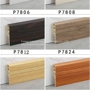 Baseboard Wholesale Corner Line 7cm PVC Anchor Line With Nail Cover Strip Floor Wood Grain Black and White Grey Closing thumbnail-5
