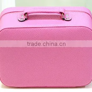 Pink Leather Girl Cosmetic Train Case,custom Leather Makeup Carrying Box,Beauty Vanity Artist Case thumbnail-4