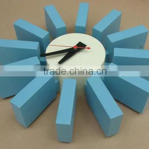 Popularoriginal Quality Design Blue Wood Block Wall Clock thumbnail-5