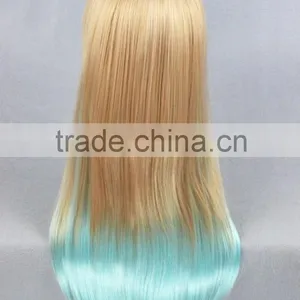 High Quality 65cm Medium Long Straight Brown&Blue Color Mixed Lolita Wig Synthetic Anime Wig Cosplay Hair Wig Party Wig thumbnail-4