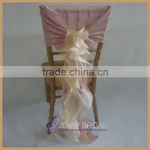 C003AE Wedding Decoration Light Blue Chiffon and Organza Ruffled Chair Cover Wedding thumbnail-2