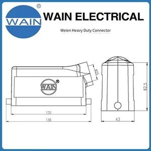 Wain Heavy-duty Connector H24b-se-2b-m25, 24b Metal Rectangular Connector Shell, Aviation Plug thumbnail-3