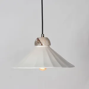 Fine Bone China Lamp Shade OEM Cream White Translucent Luxury Living Lampshade Wholesale thumbnail-1