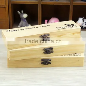 Vintage Empty Wooden Pencil Vase/pencil Box With Lock Wholesale thumbnail-1
