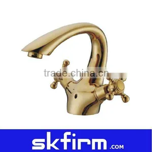 Antique Brass Bathroom Basin Mixer Faucet thumbnail-1