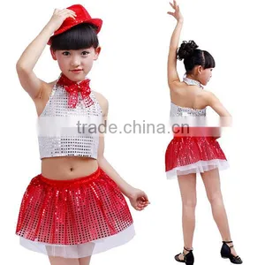 Children Dance Costumes Sequined Jazz Dance Dress Pupils Dance Dress Western Dance Dress for Girls thumbnail-2