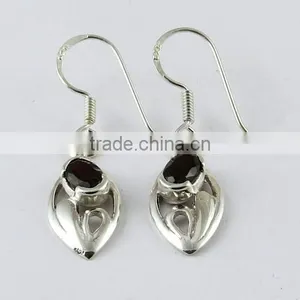 Affordable !! Garnet 925 Sterling Silver Earring, Silver Jewelry, Indian Silver Jewelry thumbnail-2
