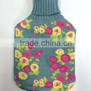 2015 New Design Customized Embroidery Rose Flower Knitted Hot Water Bottle Cover thumbnail-1