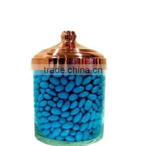 Glass Candy Jar With Copper Cover, Spice Jars, Sweet and Dragee Glass Jars With Lids, Pedestal Glass Candy Jar BK2025 thumbnail-1