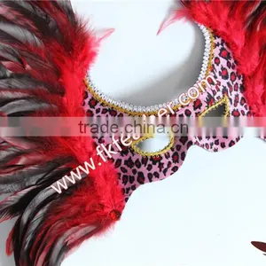 New Products 2016 Big Beautiful Design Red Cock Feather Mask And Venetian Mask For Birthday Party Mask Decoration thumbnail-3