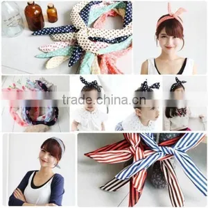 HOT 1 PC Lovely Kids Girls Lady Bow Headwear Hair Bands Hoop Rabbit Ear Wrapped Headband Party Wire Scarf Hair Accessories thumbnail-3