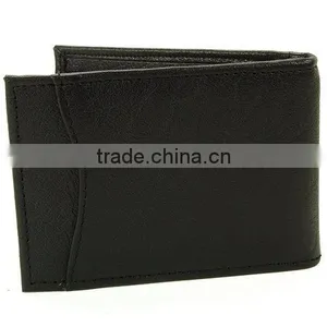 New Black Mens Promotion Bifold Genuine Leather Money Clip Wallet thumbnail-4