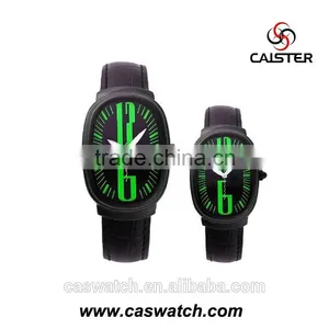 Latest Design Innovation Oval Shap Couple Watch, Black Case Unique Oval Watch. Colorful Dial Leather Couple Watch thumbnail-3