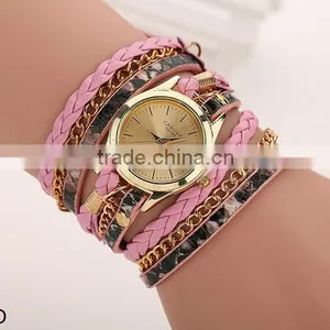 Top Selling Women's Leopard 1" Wrap Braided Leather Bracelet Watch/ Quality Choice thumbnail-4