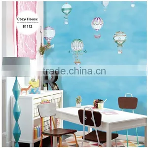 2016 New Printing Special Effect Wallpaper, Lovely Fire Balloon Wall Sticker for Baby Room , Washable Wall Mural Dealer thumbnail-1