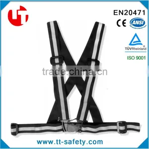 Polyester Elastic Adjustable Safety Black Reflective Belts for Running Jogging Walking Outdoor Sports thumbnail-1