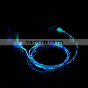 Colorful Flat Micro USB Cable With LED Light for IPhone thumbnail-3