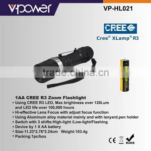1AA CREE R3 Zoom Flashlight thumbnail-1