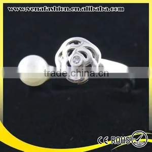 Jewellery Fashion Rose Flower Perfect Small Pearl Silver Pearl Rings thumbnail-2